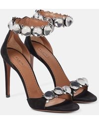 Alaïa - Alaia La Bombe 110 Embellished Suede Sandals - Lyst