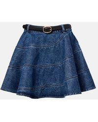 Self-Portrait - Minifalda De Denim Con Cinturon - Lyst