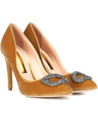 Rupert Sanderson Malory Velvet Court Shoes - Metallic