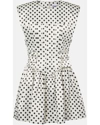 Ganni - Polka Dot Satin Mini Dress With Corset - Lyst