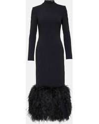 David Koma - Feather-Trimmed Cady Midi Dress - Lyst