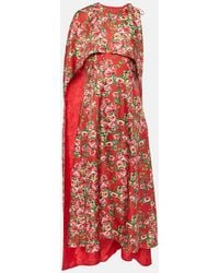 Markarian - Caped Silk Midi Dress - Lyst