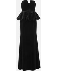 Self-Portrait - Peplum Velvet Bustier Gown - Lyst