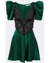 Rodarte - Lace-Trimmed Silk Satin Minidress - Lyst