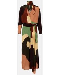 Johanna Ortiz - Printed Scarf-Detail Silk Maxi Dress - Lyst