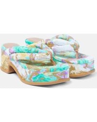 Dries Van Noten - Floral-Printed Platform Thong Sandals - Lyst