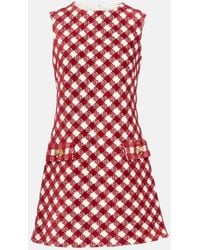 Oscar de la Renta - Vestido Corto De Tweed De Chenilla A Cuadros - Lyst