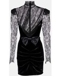 Alessandra Rich - Robe En Velours Et Dentelle - Lyst
