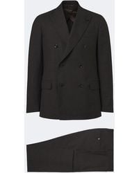 Lardini - Checked Double-Breasted Virgin Wool Suit - Lyst