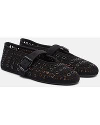 Alaïa - Vienne Embellished Suede Ballet Flats - Lyst