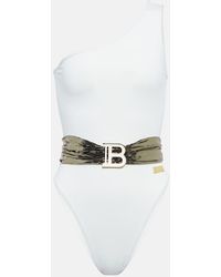 Balmain - Sequined One-shoulder Swimsuit - Lyst
