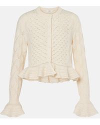 Chloé - Ruffled Cotton, Wool, And Silk Cardigan - Lyst