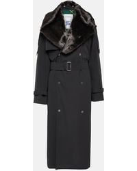 Burberry - Gabardina En Mezcla De Algodon Con Pelo Sintetico - Lyst