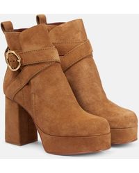 See By Chloé - Lyna Suede Platform Ankle Boots - Lyst