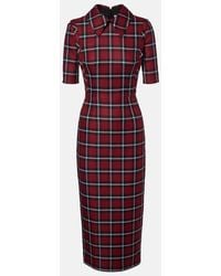 Emilia Wickstead - Valletta Plaid Wool-Blend Midi Dress - Lyst