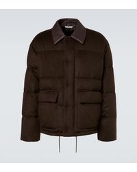 AURALEE - Leather-Trimmed Camel Hair Down Jacket - Lyst