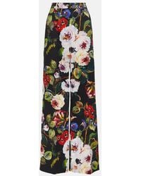 Dolce & Gabbana - Floral Cotton-Blend Wide-Leg Pants - Lyst
