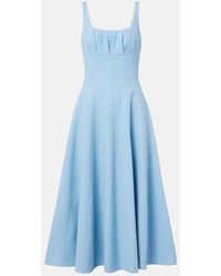 Emilia Wickstead - Collins Pleated Wool Crepe Midi Dress - Lyst