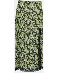 RIXO London - Sibilla Floral Lace-trimmed Midi Skirt - Lyst