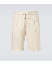 Brunello Cucinelli - Striped Wool And Cotton Bermuda Shorts - Lyst