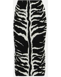 Alaïa - Zebra-printed High-rise Midi Skirt - Lyst