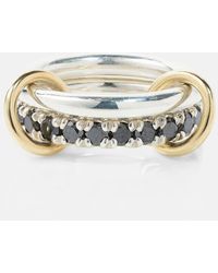 Spinelli Kilcollin - Enzo Sg Noir Sterling Silver And 18kt Gold Linked Rings With Black Diamonds - Lyst