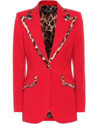 Dolce & Gabbana Chaqueta De Lana Con Los Bordes De Estampado Leopardo - Rojo