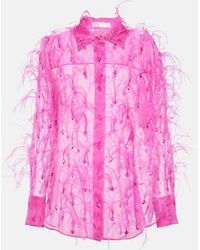 Valentino - Embroidered Silk Organza Blouse - Lyst