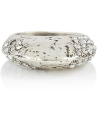 Saint Laurent Kristallverzierter Ring Bumpy - Weiß