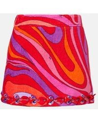PUCCI - Marmo Embellished Cotton Terry Miniskirt - Lyst