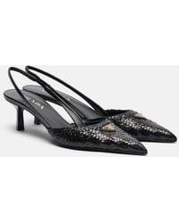 Prada - Woven Leather Slingback Pumps - Lyst