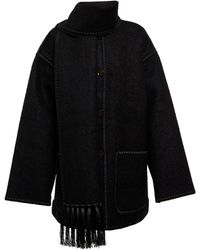 Black Embroidered scarf-neck wool-blend jacket | Toteme | MATCHESFASHION UK