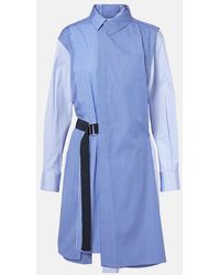 Sacai - Striped Cotton Poplin Shirt Dress - Lyst