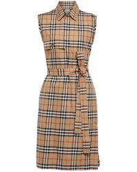 Burberry Vintage Check Cotton Midi Dress - Multicolor