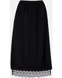 Simone Rocha - Lace-Trimmed Crepe De Chine Midi Skirt - Lyst