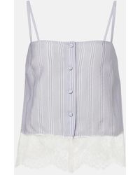 FRAME - Lace-Trimmed Striped Silk Camisole - Lyst