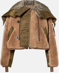 Sacai - Jacke Aus Faux Fur Mit Twill - Lyst