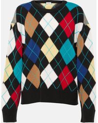 Loewe - Oversized Argyle Sweater In Cashmere - Lyst