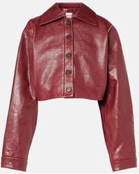 KHAITE - Sue Cropped Leather Jacket - Lyst