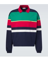 Versace - Colorblocked Cotton Jersey Polo Sweatshirt - Lyst