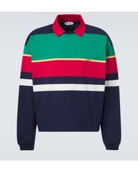 Versace - Colorblocked Cotton Jersey Polo Sweatshirt - Lyst