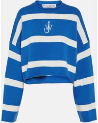 JW Anderson - Striped Cropped Wool And Cashmere Sweater - Lyst