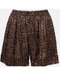 Saint Laurent - Leopard-Print Silk Shorts - Lyst