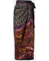 Dries Van Noten - Printed Silk Wrap Skirt - Lyst