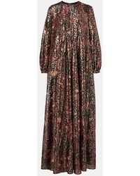 Max Mara - Zinnia Metallic Silk-Blend Maxi Dress - Lyst