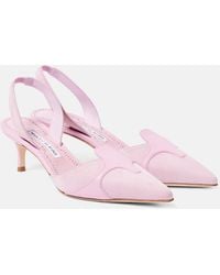Manolo Blahnik - Poligleto 50 Suede Slingback Pumps - Lyst