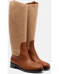 Max Mara - Cavaliere Leather And Wool Knee-High Boots - Lyst