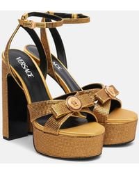 Versace - Gianni Ribbon 140 Satin Platform Sandals - Lyst
