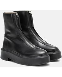 The Row - Zippered Platform Leather Combat Boots - Lyst