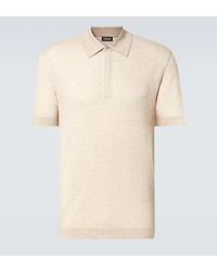 ZEGNA - Cotton, Linen, And Silk Polo Shirt - Lyst